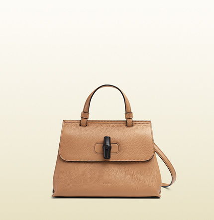 Authentic Gucci Bamboo Daily Top Handle Bag 370831 Rose Beige